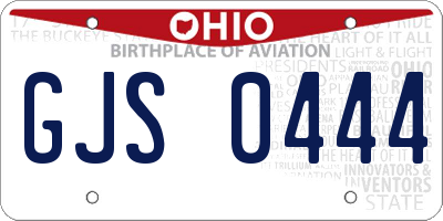 OH license plate GJS0444