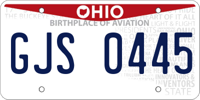 OH license plate GJS0445