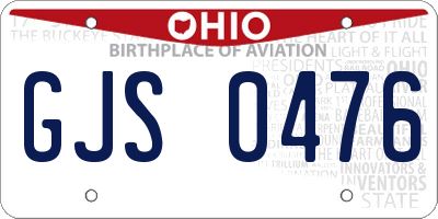 OH license plate GJS0476
