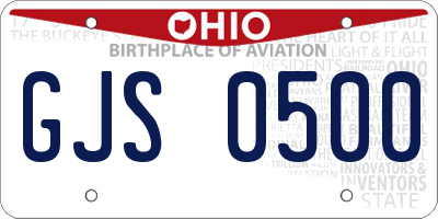 OH license plate GJS0500