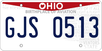OH license plate GJS0513