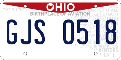 OH license plate GJS0518