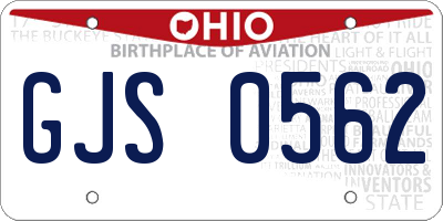 OH license plate GJS0562