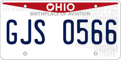 OH license plate GJS0566