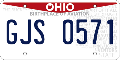 OH license plate GJS0571