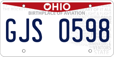 OH license plate GJS0598