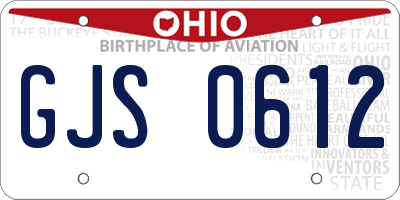 OH license plate GJS0612