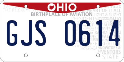 OH license plate GJS0614