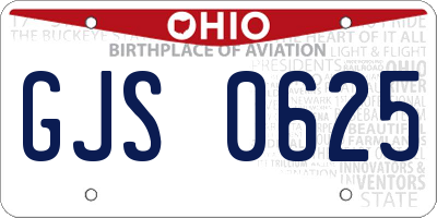 OH license plate GJS0625