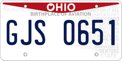 OH license plate GJS0651