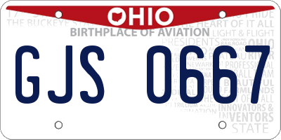 OH license plate GJS0667