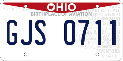 OH license plate GJS0711