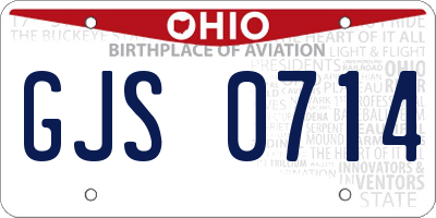 OH license plate GJS0714