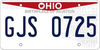 OH license plate GJS0725