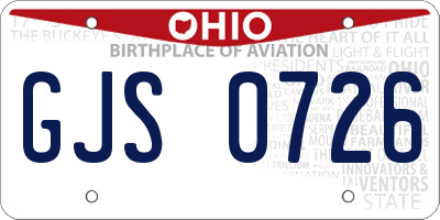 OH license plate GJS0726