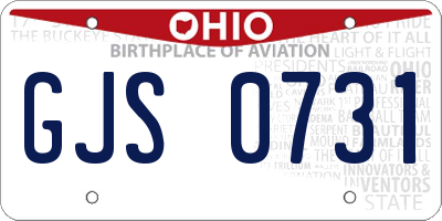 OH license plate GJS0731
