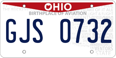 OH license plate GJS0732