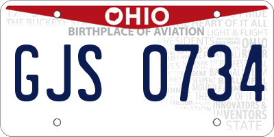 OH license plate GJS0734