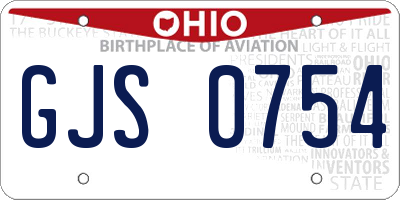 OH license plate GJS0754