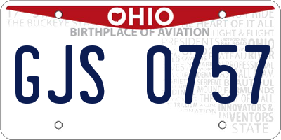 OH license plate GJS0757