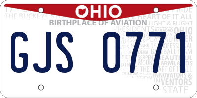 OH license plate GJS0771