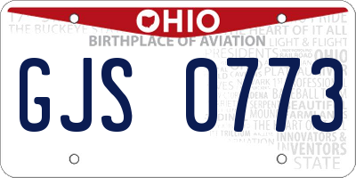 OH license plate GJS0773