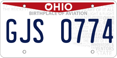 OH license plate GJS0774