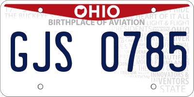 OH license plate GJS0785