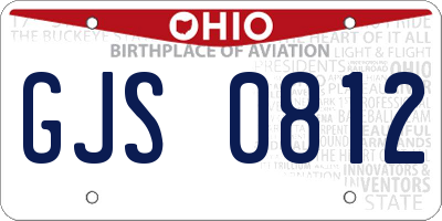 OH license plate GJS0812