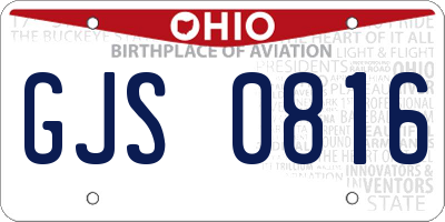 OH license plate GJS0816