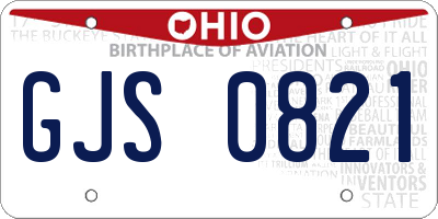 OH license plate GJS0821