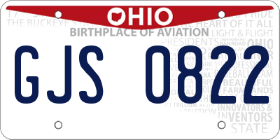 OH license plate GJS0822