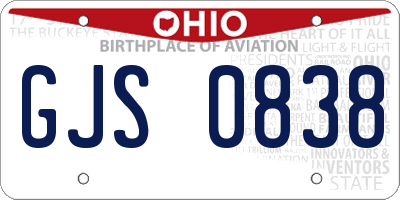 OH license plate GJS0838