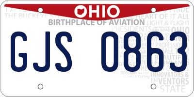 OH license plate GJS0863