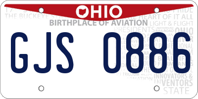 OH license plate GJS0886