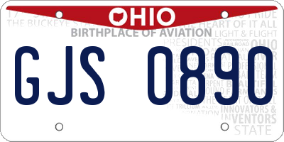 OH license plate GJS0890