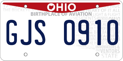 OH license plate GJS0910