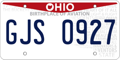 OH license plate GJS0927