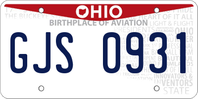 OH license plate GJS0931