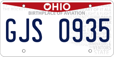 OH license plate GJS0935