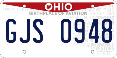 OH license plate GJS0948