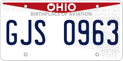 OH license plate GJS0963