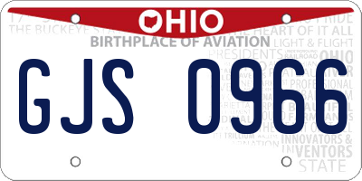 OH license plate GJS0966
