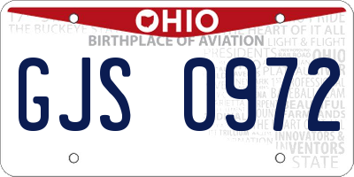 OH license plate GJS0972
