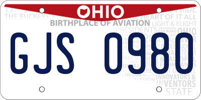 OH license plate GJS0980