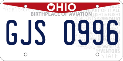 OH license plate GJS0996