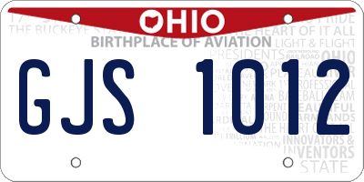 OH license plate GJS1012