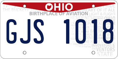 OH license plate GJS1018