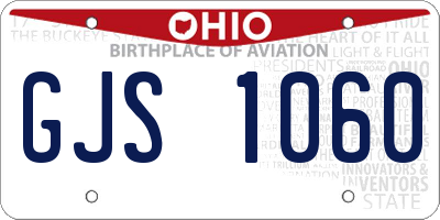 OH license plate GJS1060