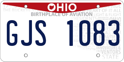 OH license plate GJS1083